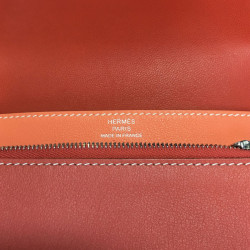 Portefeuille HERMES Dogon compact bicolore sanguine et crevette en veau swift