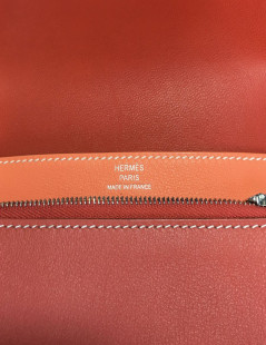 Portefeuille HERMES Dogon compact bicolore sanguine et crevette en veau swift