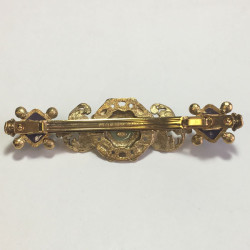 Barrette CHANEL métal doré, pâte de verre mauve et verte, strass et perles nacrées