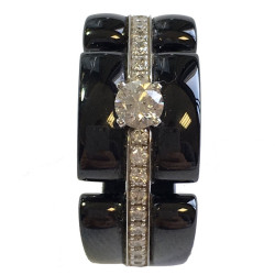 Bague Ultra CHANEL T51 en céramique noir et diamants