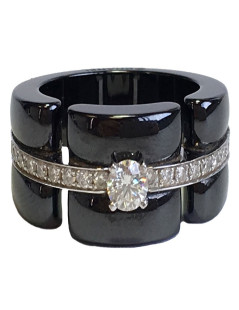 Bague Ultra CHANEL T51 en céramique noir et diamants