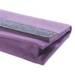 Pochette DANIEL SWAROVSKI satin de soie violette et cristal mech