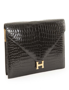 Sac pochette HERMES en crocodile porosus