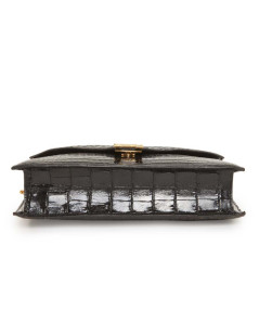 HERMÈS black porosus crocodile pouch bag