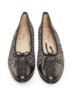 Ballet flats CHANEL T 38.5 two-tone black and white