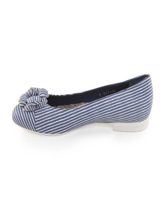 Ballerines CHANEL T 38 FR rayées bleu et blanc avec camélia