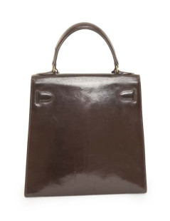 Vintage HERMES Kelly 28 handbag in brown glazed leather