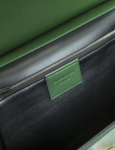 The ten BALENCIAGA green smooth leather bag