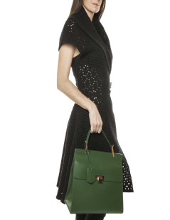 The ten BALENCIAGA green smooth leather bag