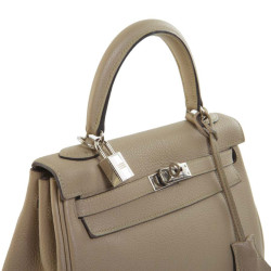 Kelly 25 HERMES cuir grainé étoupe