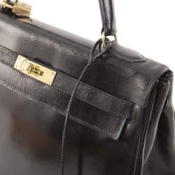 HERMES vintage Kelly 32 handbag in box black leather