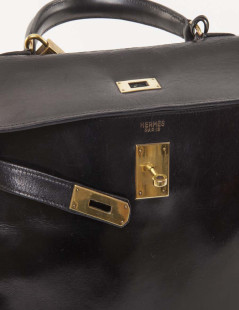 HERMES vintage Kelly 32 handbag in box black leather