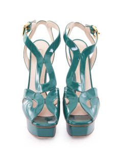 PRADA T38, 5 Green turquoise patent leather pumps