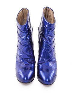 Bottines à talons ZANOTTI cuir verni bleu T39