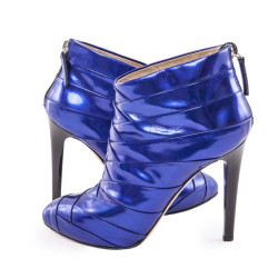 Bottines à talons ZANOTTI cuir verni bleu T39