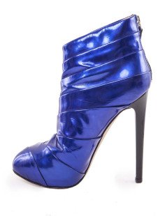 ZANOTTI T39 blue patent leather heeled boots