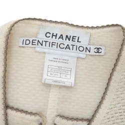 CHANEL twin set jacket and top in beige wool size 38FR