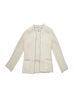 CHANEL twin set jacket and top in beige wool size 38FR