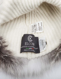 ELCOM Hat and gloves in gray and white cashmere and fur 