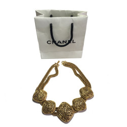 Collier CHANEL couture métal doré 