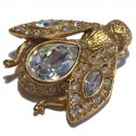 Broche CHRISTIAN DIOR abeille en strass et métal doré