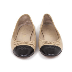 Ballerines CHANEL cuir matelassé bicolores  t 