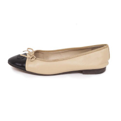 Ballerines CHANEL cuir matelassé bicolores  t 