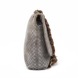 LANVIN gray mouse quilted suede bag