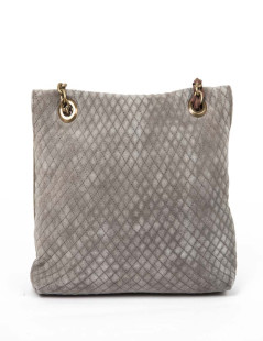 LANVIN gray mouse quilted suede bag