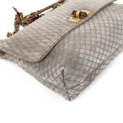 LANVIN gray mouse quilted suede bag