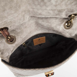 LANVIN gray mouse quilted suede bag