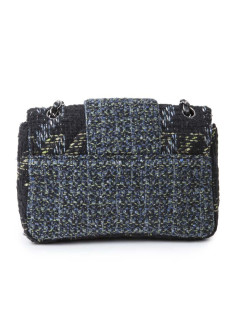 Sac CHANEL tweed vert bleu, fils brillants