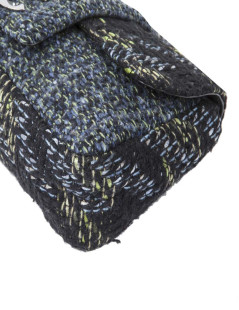 Sac CHANEL tweed vert bleu, fils brillants