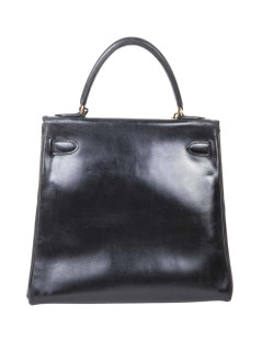 HERMES vintage Kelly 32 bag in black box leather