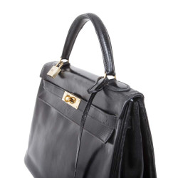 Sac Kelly 32 HERMES cuir box noir