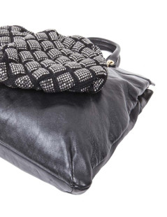 MARC JACOBS bag in black smooth leather and crystals