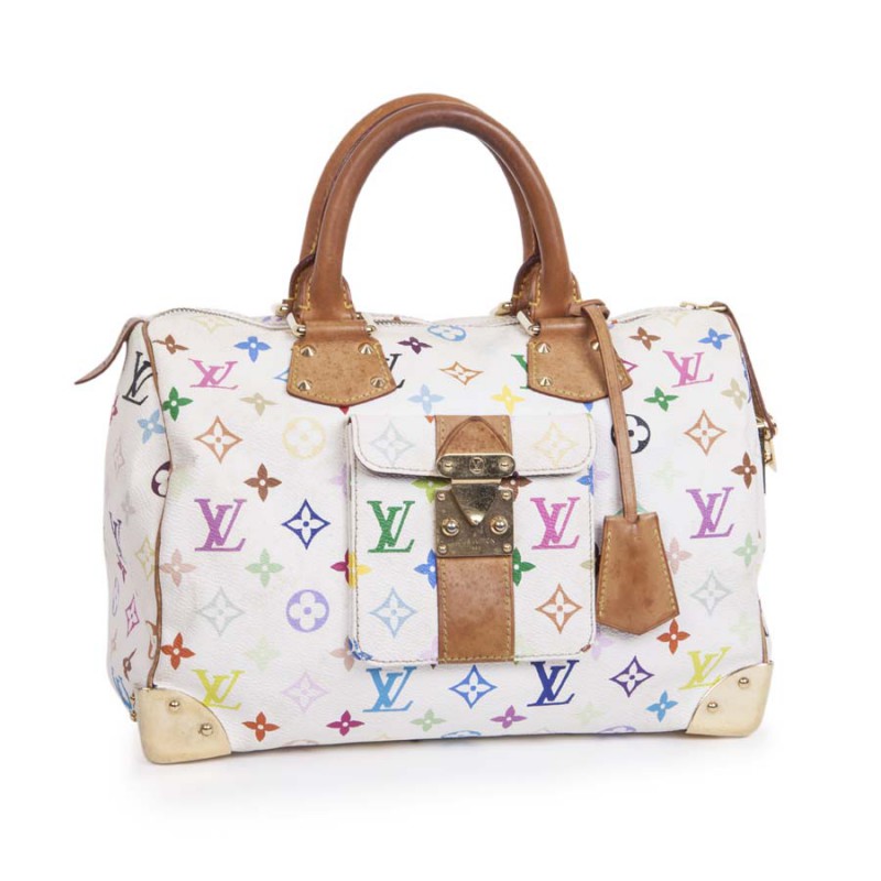 Louis Vuitton Multicolore Speedy 40 white Murakami bag satchel