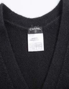 CHANEL sleeveless black cashmere dress