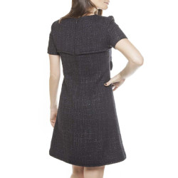 Robe CHANEL T 38 Tweed noir et violet