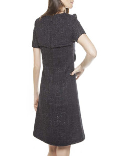 Robe CHANEL T 38 Tweed noir et violet