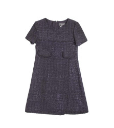 CHANEL wrap dress in black and purple tweed size 38EU