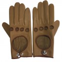 HERMÈS gloves size 7 in glossy kraft and cognac lamb leather