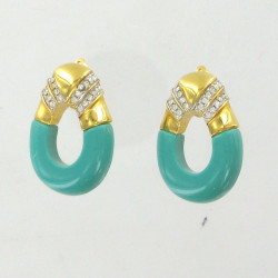 Clips d'oreilles turquoise KENNETH J LANE