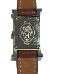 Montre Heure H HERMÈS pm en veau Barénia et acier