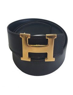 Ceinture HERMÈS H réversible cuir noir et marron