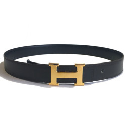 Ceinture HERMÈS H réversible cuir noir et marron