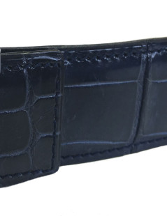 Ceinture Homme HERMES H T90 en crocodile porosus bleu marine