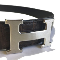 Ceinture HERMES Homme en crocodile porosus