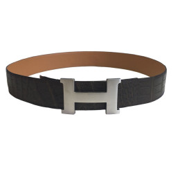 HERMES belt for men in brown crocodile porosus 