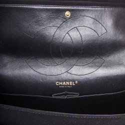 CHANEL 2.55 double flap jumbo bag in black jersey